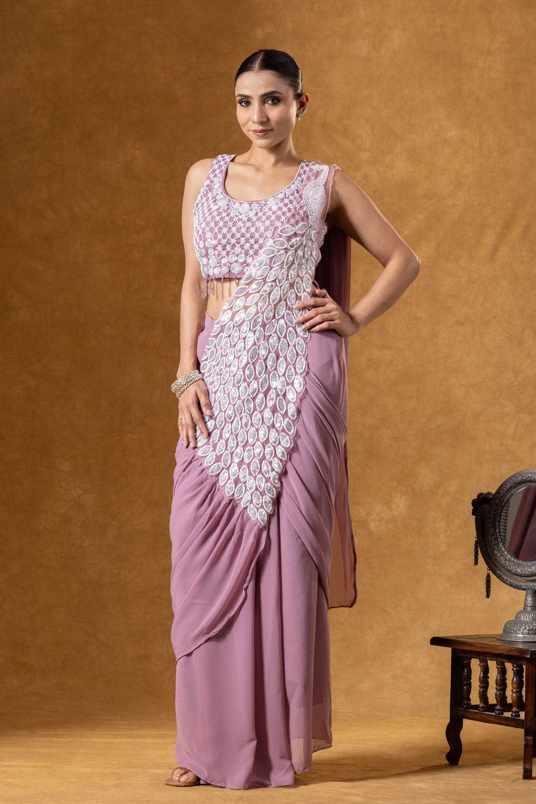 saree with fully embroidered