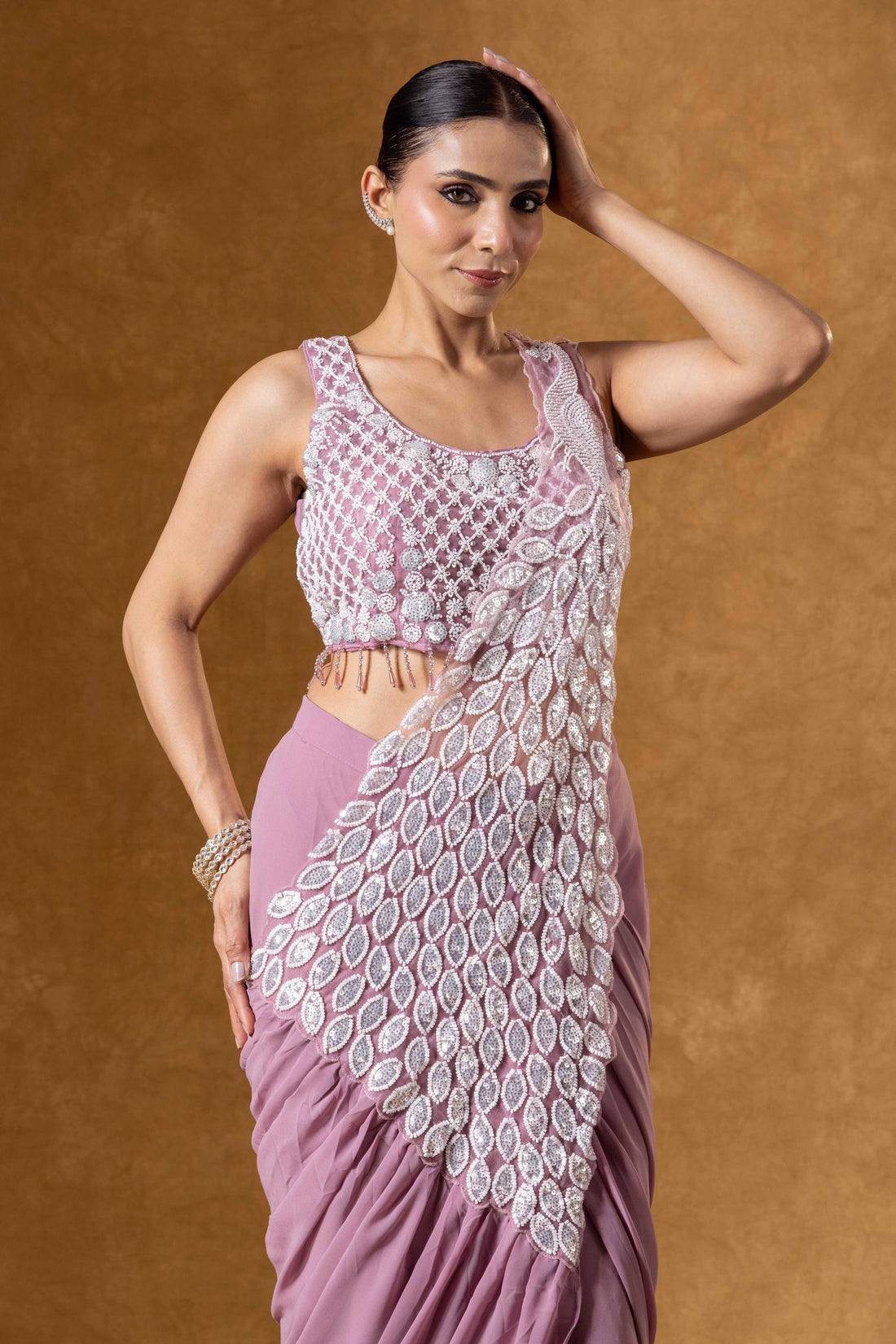 saree with fully embroidered
