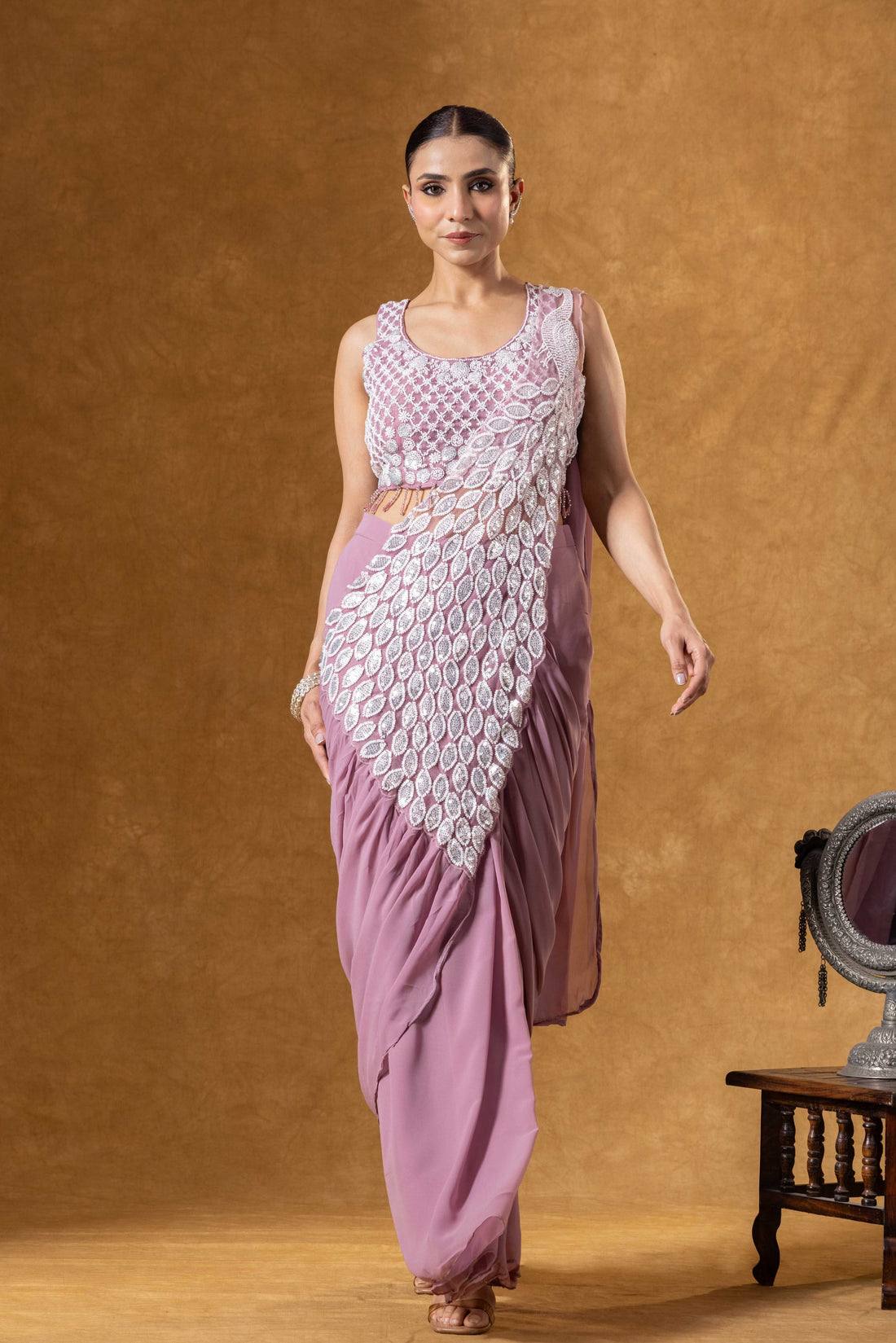 saree with fully embroidered