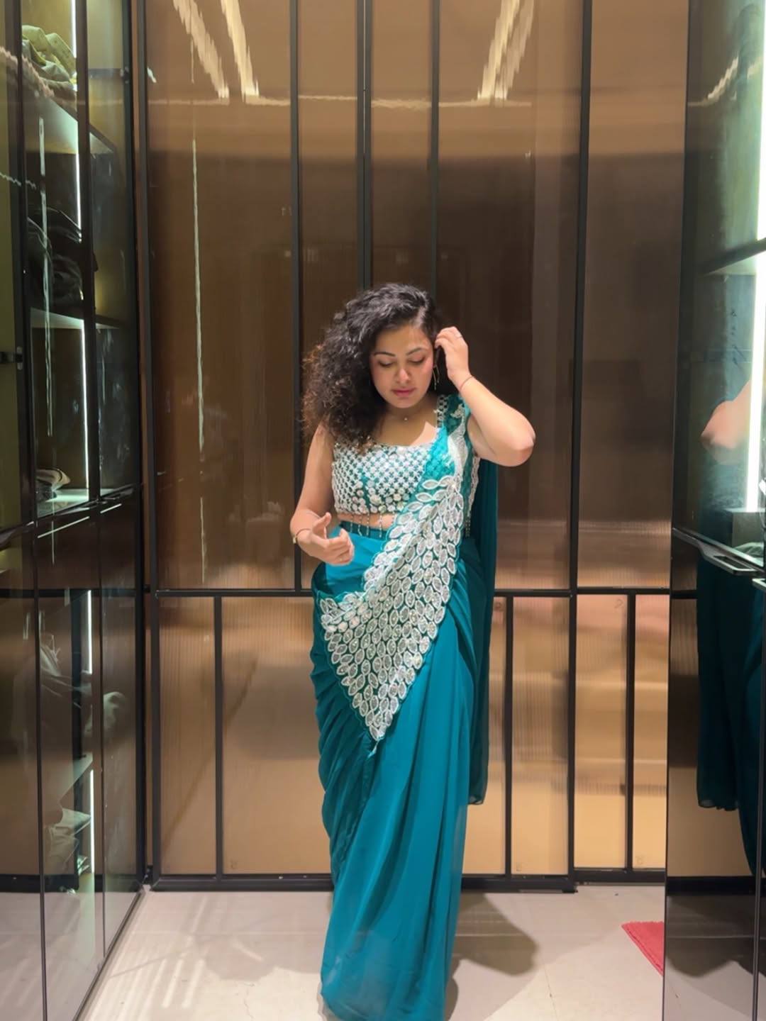 saree with fully embroidered