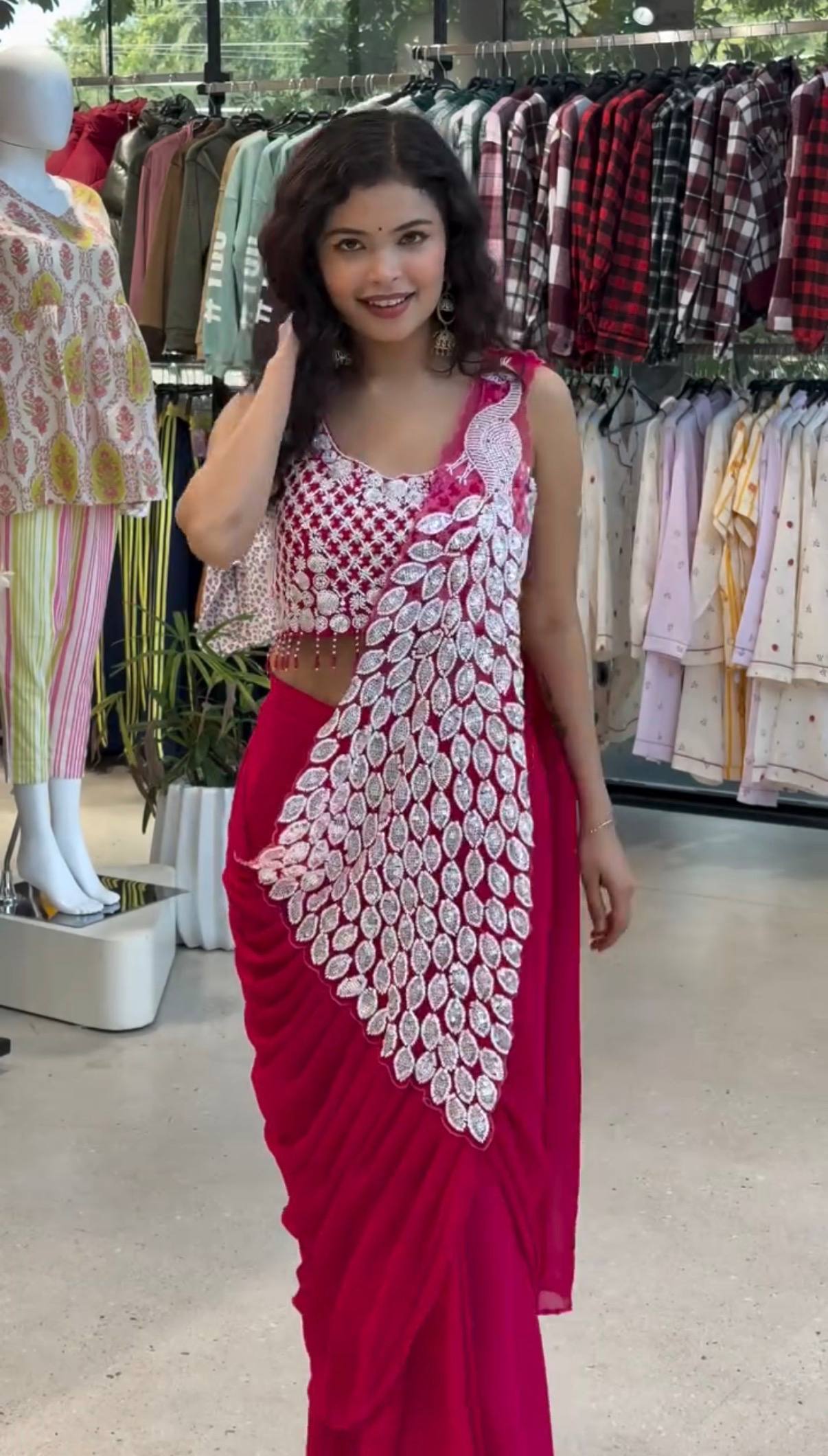 saree with fully embroidered