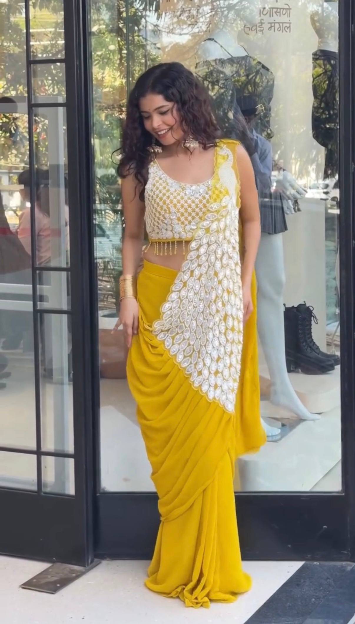 saree with fully embroidered