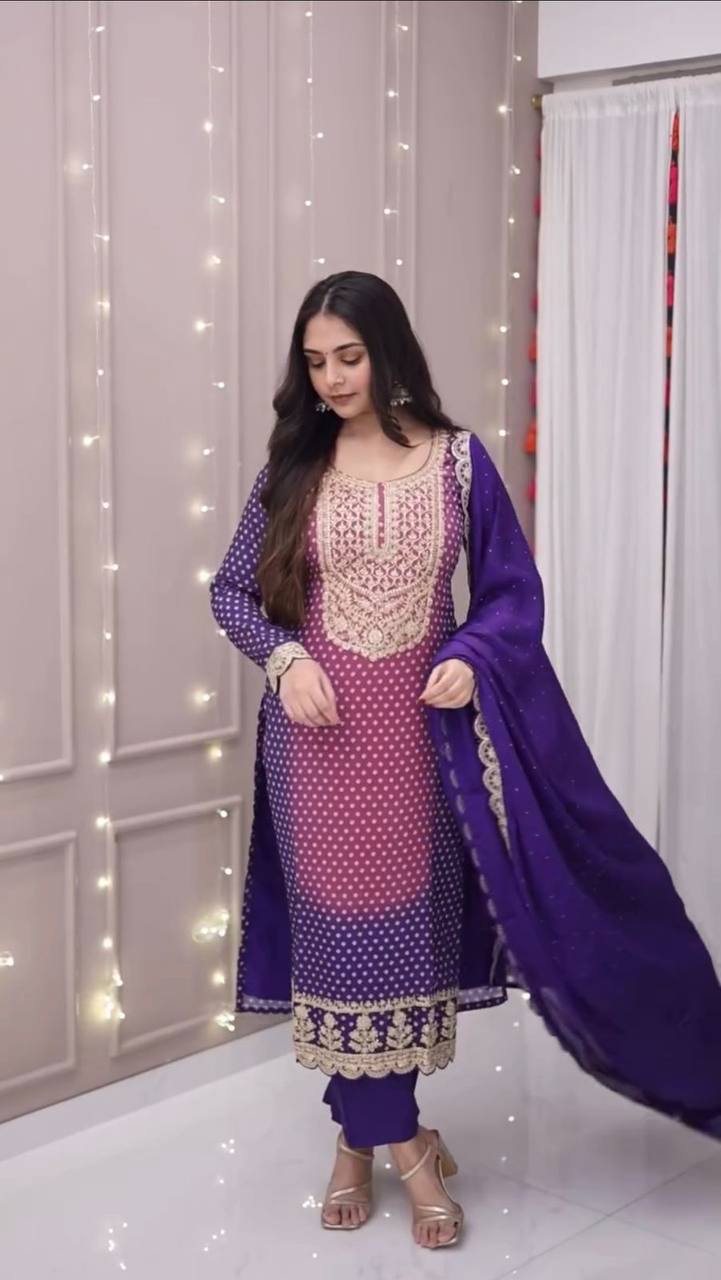 exclusive and trendy for wedding season our sequence embroidered top, pant and dupatta
