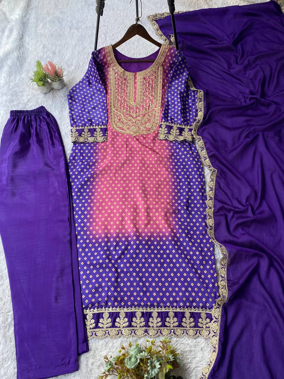 exclusive and trendy for wedding season our sequence embroidered top, pant and dupatta