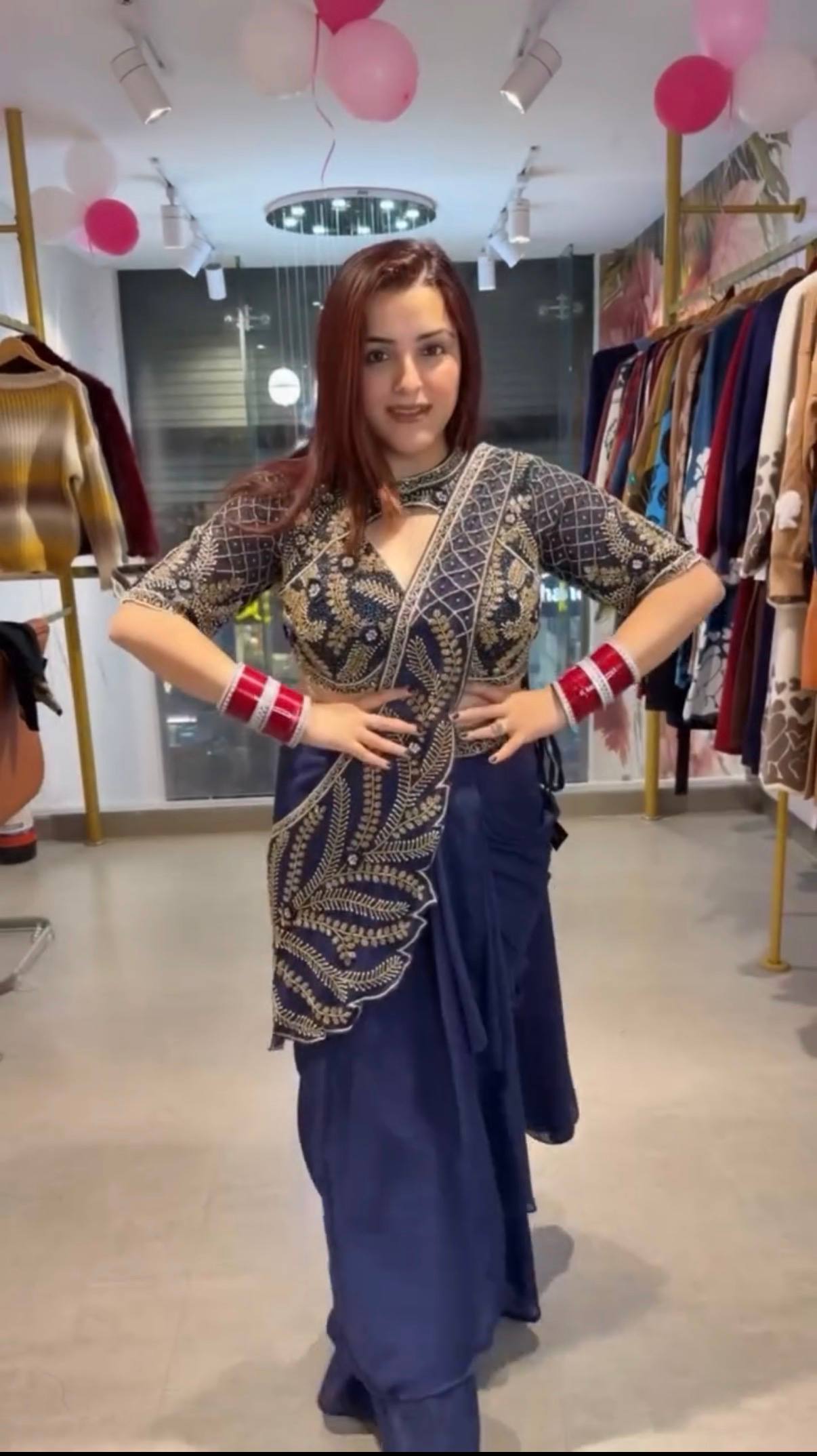 we are launching new superhit trending ready to wear saree with semi-beads & embroidered stylist blouse & on faux georgette fabric