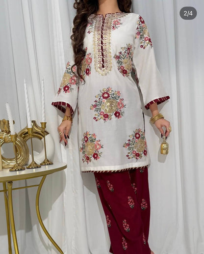 FESTIVAL SPECIAL 🌙LAUNCHING THREAD & SEQUINS, FAUX GEORGETTE FABRIC✨KURTI, DUPATTA & PENT* *👗 THIS SET IS COMING WITH EMBROIDERY WORK & STYLIST PATTERN FOR EVERY FESTIVAL