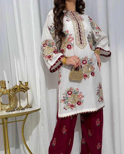 FESTIVAL SPECIAL 🌙LAUNCHING THREAD & SEQUINS, FAUX GEORGETTE FABRIC✨KURTI, DUPATTA & PENT* *👗 THIS SET IS COMING WITH EMBROIDERY WORK & STYLIST PATTERN FOR EVERY FESTIVAL