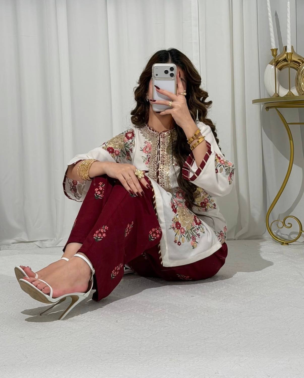 festival special 🌙launching thread & sequins, faux georgette fabric✨kurti, dupatta & pent* *👗 this set is coming with embroidery work & stylist pattern for every festival