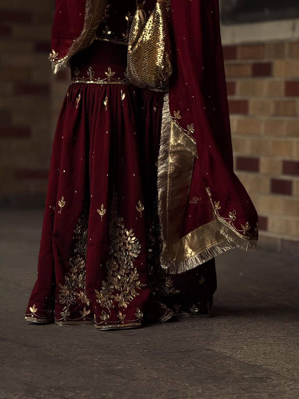 designer and elegance sarara suit in three piece with real mirror and sequence embroidery work