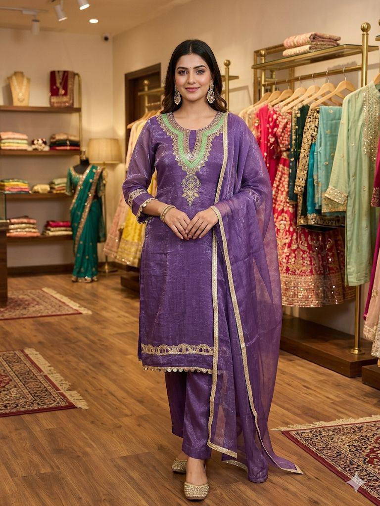 this season wear our sequence embroidery and real mirror worked top, pant with dupatta