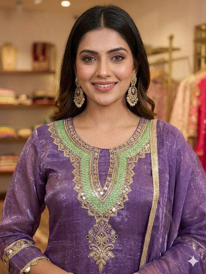 THIS SEASON WEAR OUR SEQUENCE EMBROIDERY AND REAL MIRROR WORKED TOP, PANT WITH DUPATTA