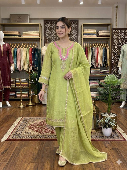 THIS SEASON WEAR OUR SEQUENCE EMBROIDERY AND REAL MIRROR WORKED TOP, PANT WITH DUPATTA