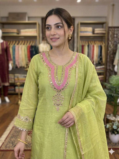 THIS SEASON WEAR OUR SEQUENCE EMBROIDERY AND REAL MIRROR WORKED TOP, PANT WITH DUPATTA