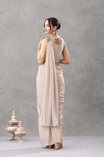 WE ARE LAUNCHING NEW SUPERHIT TRENDING READY TO WEAR SAREE WITH EMBROIDERED STYLIST BLOUSE ON CHINON FABRIC