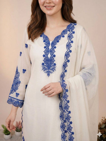 HANIA AMIR INSPIRED THIS SUMMER SEASON WEAR PAKISTANI SUIT WITH EMBROIDERED TOP, PLAZZO AND DUPATTA