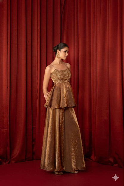 EXCLUSIVE AND TRENDY FOR WEDDING SEASON OUR SEQUENCE EMBROIDERED TOP, PLAZZO AND DUPATTA