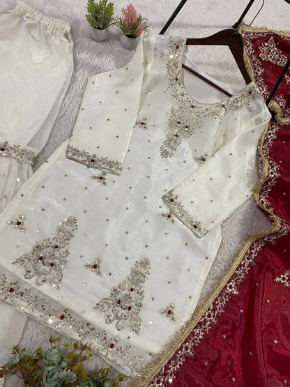 THIS WEDDING SEASON WEAR OUR SEQUENCE EMBROIDERED TOP, SARARA WITH DUPATTA