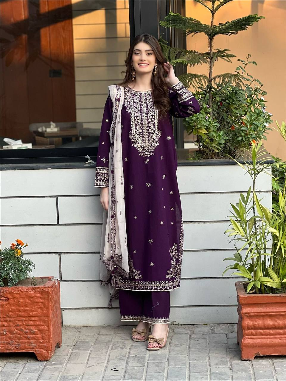 eid 🌙 exclusive and trendy for season our sequence embroidery worked top, pant and dupatta