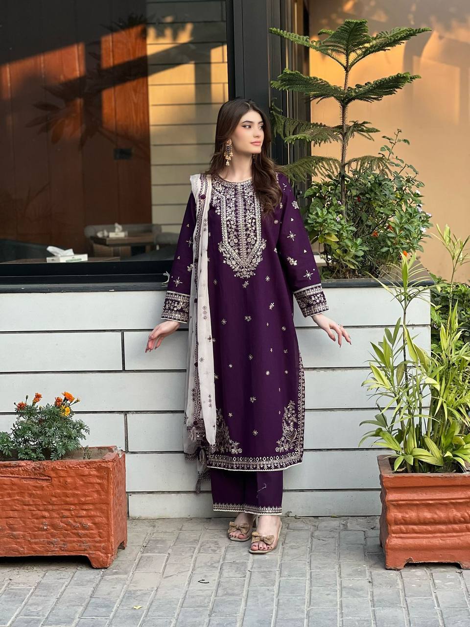 eid 🌙 exclusive and trendy for season our sequence embroidery worked top, pant and dupatta