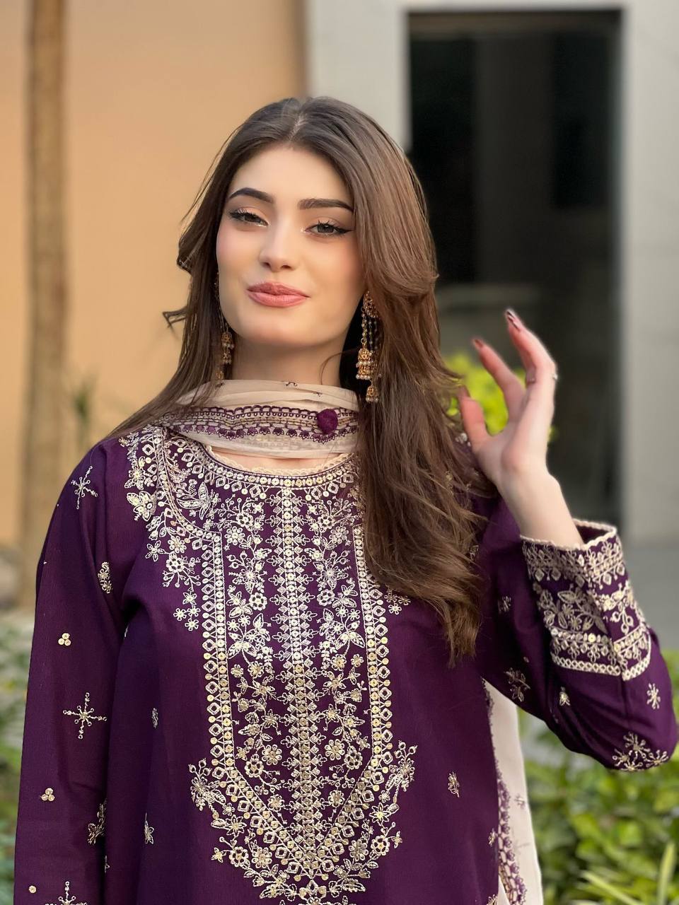 eid 🌙 exclusive and trendy for season our sequence embroidery worked top, pant and dupatta