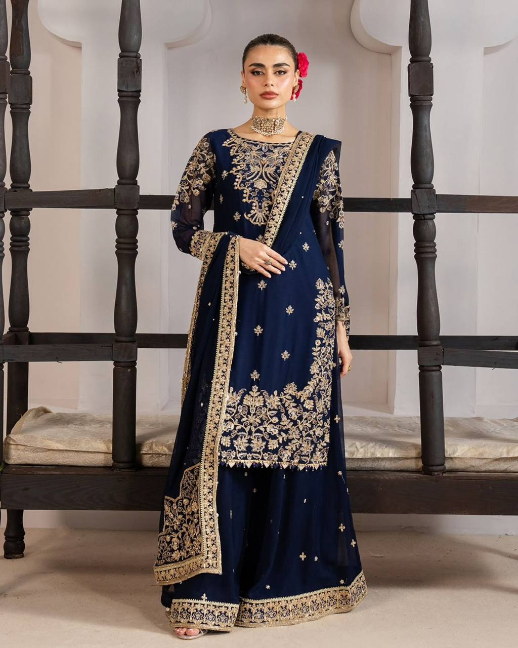 eid 🌙 exclusive and trendy for wedding season our sequence embroidery worked top, plazzo and dupatta in gmy silk