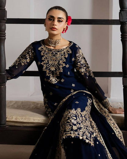 EID 🌙 EXCLUSIVE AND TRENDY FOR WEDDING SEASON OUR SEQUENCE EMBROIDERY WORKED TOP, PLAZZO AND DUPATTA IN GMY SILK