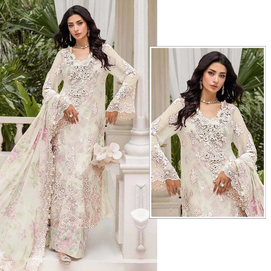 Pakistani Crystal Chiffon Embroidered Suit Set with Khatli Work & Digital Print Dupatta | Luxury Party Wear Salwar Suit