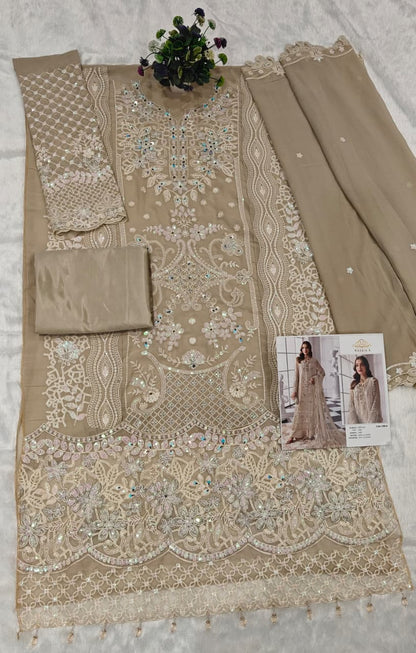 Heavy Fox Georgette Embroidered Pakistani Suit Set with Sequins & Khatli Work Dupatta | Party Wear Salwar Suit