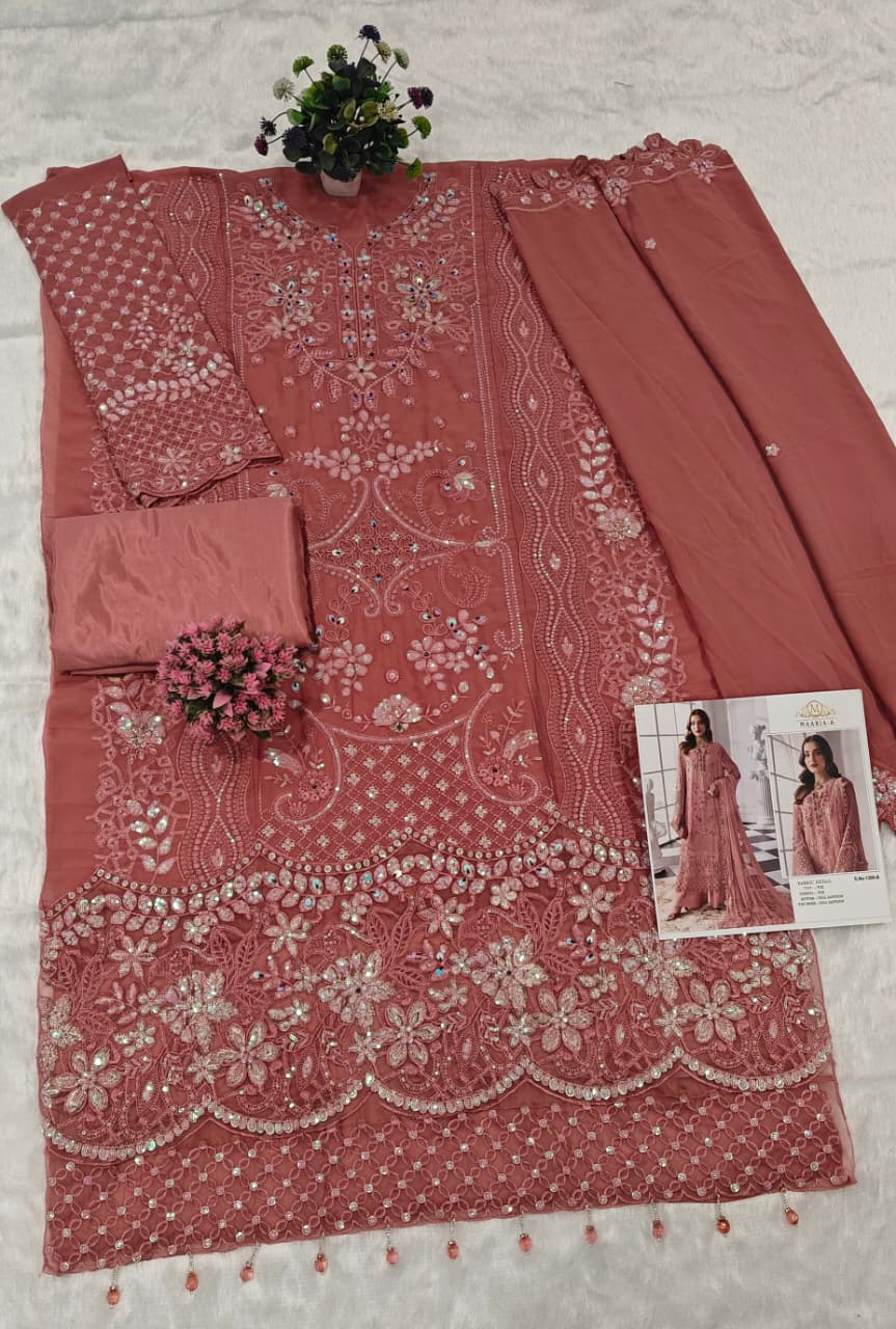 heavy fox georgette embroidered pakistani suit set with sequins & khatli work dupatta | party wear salwar suit