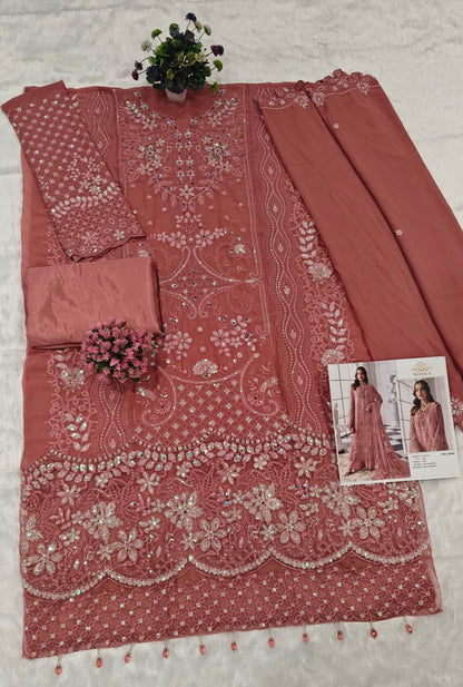 Heavy Fox Georgette Embroidered Pakistani Suit Set with Sequins & Khatli Work Dupatta | Party Wear Salwar Suit