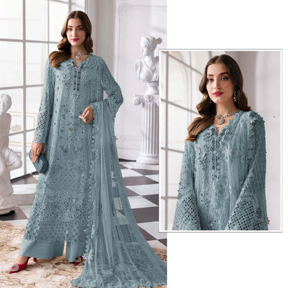 Heavy Fox Georgette Embroidered Pakistani Suit Set with Sequins & Khatli Work Dupatta | Party Wear Salwar Suit