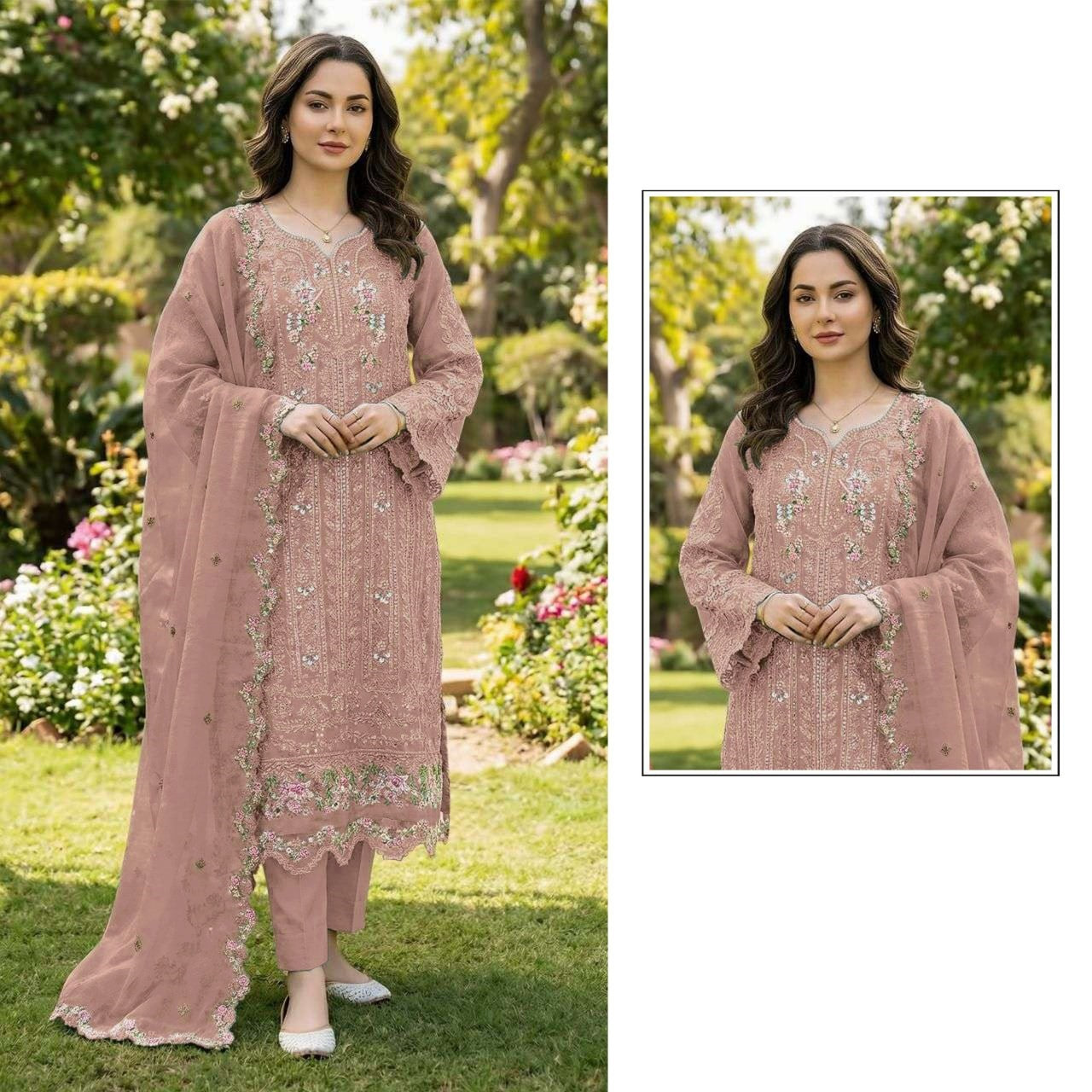 pakistani black chiffon embroidered suit set with crystal khatli work & embroidered dupatta | luxury party wear salwar suit