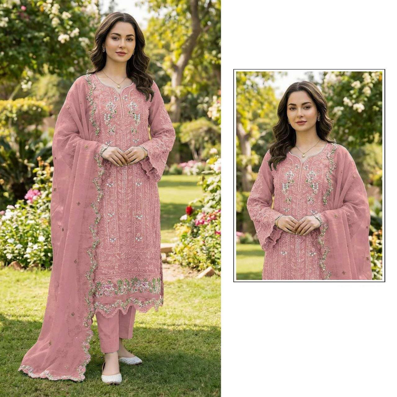 pakistani black chiffon embroidered suit set with crystal khatli work & embroidered dupatta | luxury party wear salwar suit