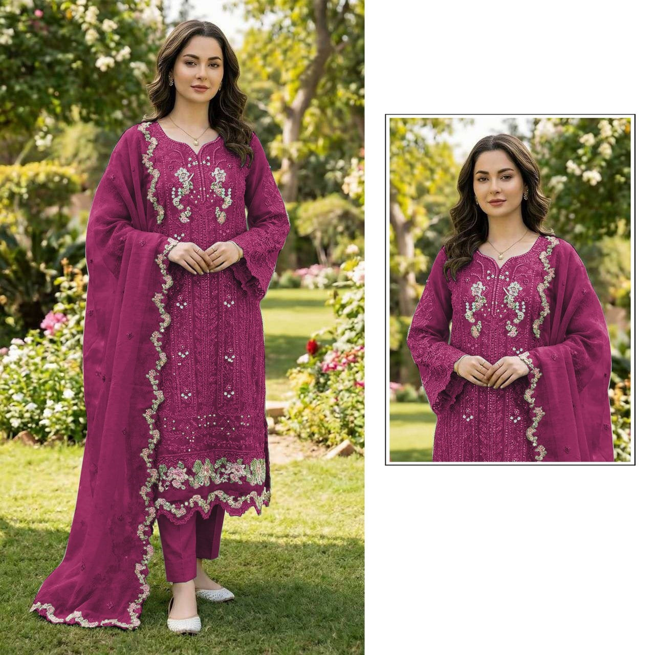 pakistani black chiffon embroidered suit set with crystal khatli work & embroidered dupatta | luxury party wear salwar suit