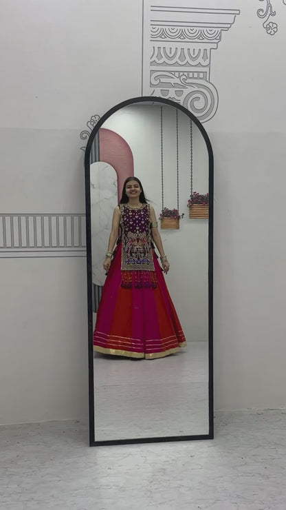 Women’s Navratri Special Vichitra Silk Lehenga Choli with Shrug | Designer Festive Lehenga Set with Sequence Work