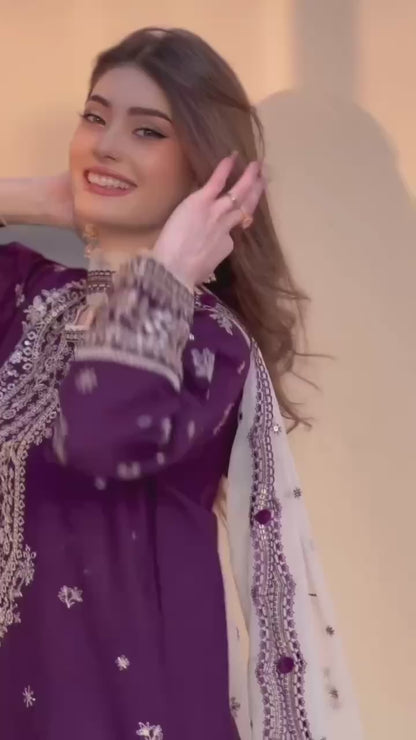 EID 🌙 EXCLUSIVE AND TRENDY FOR SEASON OUR SEQUENCE EMBROIDERY WORKED TOP, PANT AND DUPATTA
