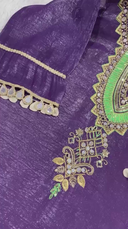 THIS SEASON WEAR OUR SEQUENCE EMBROIDERY AND REAL MIRROR WORKED TOP, PANT WITH DUPATTA