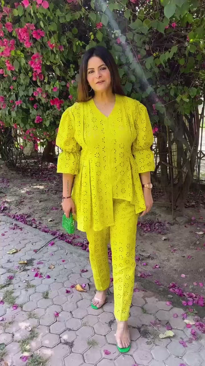 Women’s Cotton Embroidered Co-Ord Set | Stylish Top & Pant Set | Casual & Summer Wear