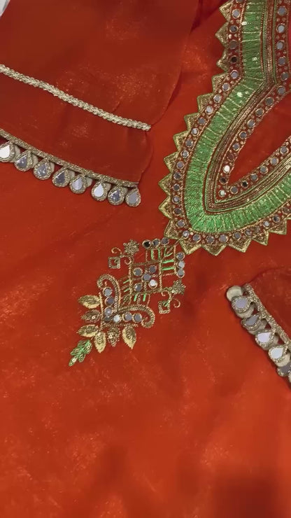 THIS SEASON WEAR OUR SEQUENCE EMBROIDERY AND REAL MIRROR WORKED TOP, PANT WITH DUPATTA