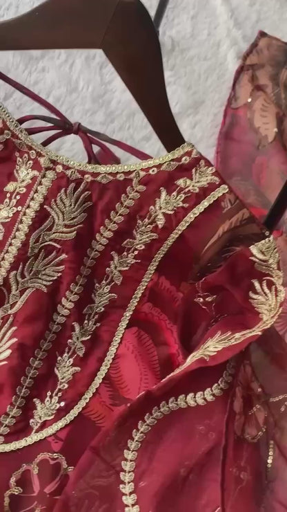 EXCLUSIVE 3 PIECE SHORT KURTI WITH SARARA PAIR WITH DUPATTA IN SEQUENCE EMBROIDERY AND REAL MIRROR WORK